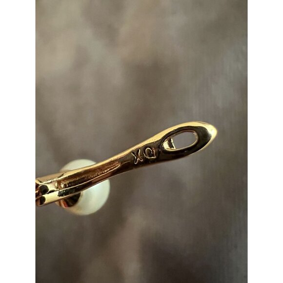 Drop Earrings With White Faux Pearl Charm & Leverback Closure - Picture 3 of 4